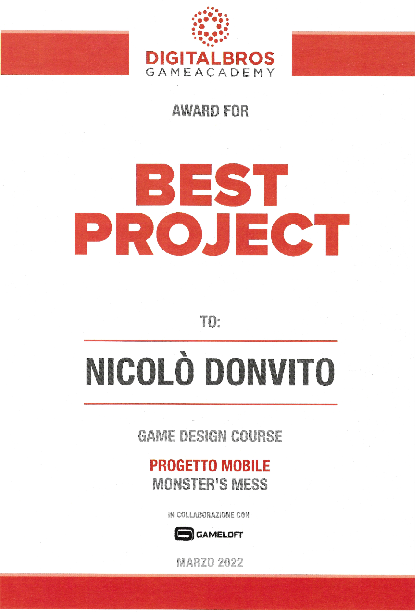 Premio per il miglior progetto
